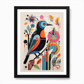 Colourful Scandi Bird Baldpate 2 Art Print