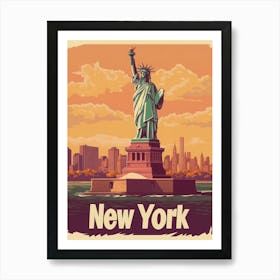 Aihrgdesign A Retro Travel Poster For New York Featuring The 2 Art Print