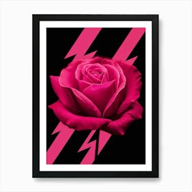 Lightning Bolt Pink Rose Art Print