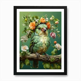 Bird With Flowers 2 Art Print