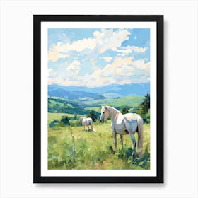 Horses Painting In Blue Ridge Mountains Virginia, Usa 1 Art Print