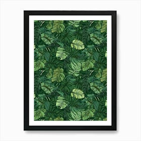 Enchanted Greenery Monstera Leaves In A Tropical Paradise Affiche