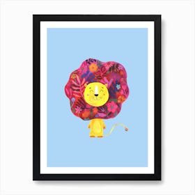 Roar Little Lion Blue Art Print