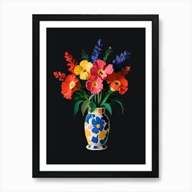 Colorful Flowers In A Vase Art Print