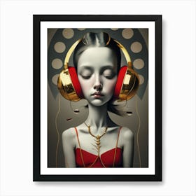 Girl With Headphones 53 Art Print