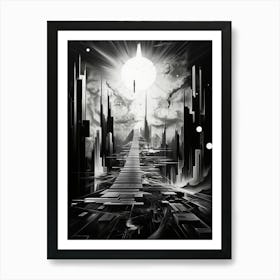 Enlightenment Abstract Black And White 2 Art Print