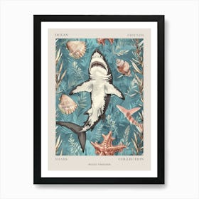 Blue Bigeye Thresher Shark Watercolour Poster Art Print