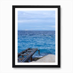 Pier Water Sea Blue Vertical Photo Photography Sky Living Room Bedroom Travel Art Print