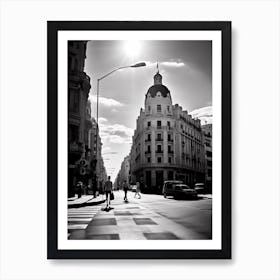 Madrid, Spain, Black And White Analogue Photography 4 Art Print