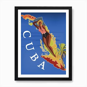 Cuba, Big woman Sunbathing on the Island Art Print