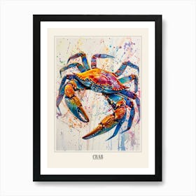 Crab Colourful Watercolour 4 Poster Art Print