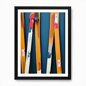 Stacked Skis Minimal Nordic Skiing Storage Art Print