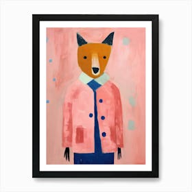 Playful Illustration Of Red Fox Bear For Kids Room 2 Art Print