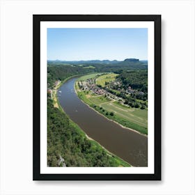 View of the Elbe river and green landscape in Saxon Switzerland Art Print