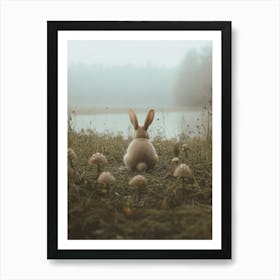 photography of a rabbit in a Whimsical woodland – soft golden light, earthy browns – cozy and enchanting nature – in the style of storybooks – ideal for nurseries, forest themed rooms, or cozy bedrooms 2 Art Print