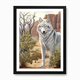 Tundra Wolf Desert Scenery 1 Art Print