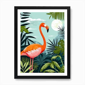 Greater Flamingo Ria Celestun Biosphere Reserve Tropical Illustration 4 Art Print