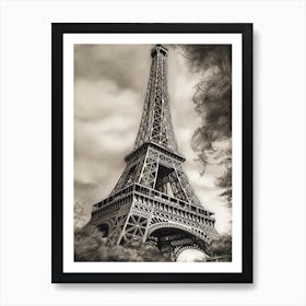 Eiffel Tower Paris Pencil Drawing Sketch 1 Art Print