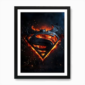 Batman Superman Logo Art Print