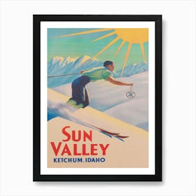 Sun Valley Idaho Vintage Ski Poster Art Print