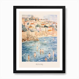 Swimming In Rovinj Croatia Watercolour Poster Art Print