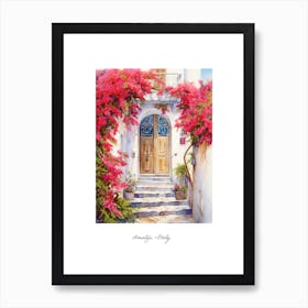 Amalfi, Italy   Mediterranean Doors Watercolour Painting 12 Poster Art Print