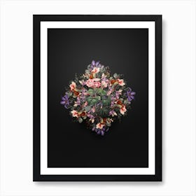 Vintage Rhomb Leaved Palavia Floral Wreath on Wrought Iron Black n.1959 Art Print