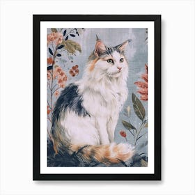 Turkish Angora Cat Japanese Illustration 4 Art Print