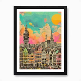 Belgium   Retro Collage Style 1 Art Print