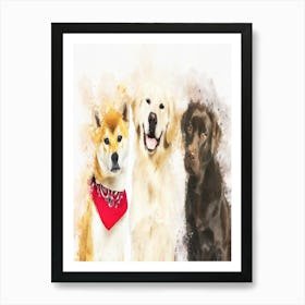 Labrador Shiba Inu Golden Retriever Art Print