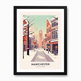 Vintage Winter Travel Poster Manchester United Kingdom 11 Art Print