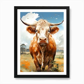 Countryside Charm Cow In The Meadow Art Print