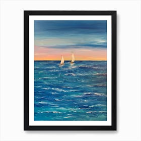 Sailboats At Sunset Art Print