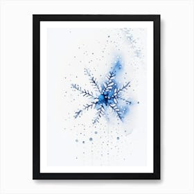 Snowfall, Snowflakes, Minimalist Watercolour 1 Art Print