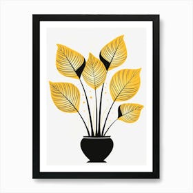 Yellow Leaves In A Vase Art Print