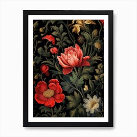 Sweet Box William Morris Style Winter Florals Art Print