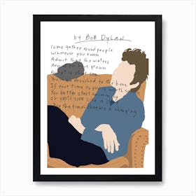 Bob Dylan Couch Lyrics Art Print