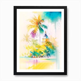 Barbados Watercolour Pastel Tropical Destination Art Print