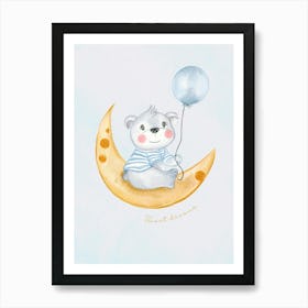 Teddy Bear On The Moon Kids and Nursery Art Print