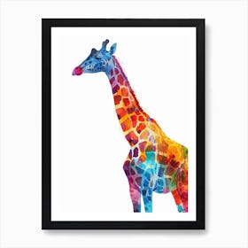 Watercolour Rainbow Giraffe 1 Art Print