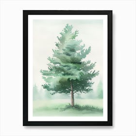 Pine Tree Atmospheric Watercolour Painting 2 Art Print