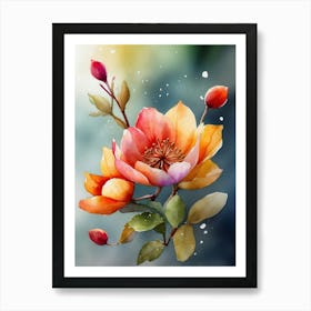 Watercolor Of Flowers 3 Art Print