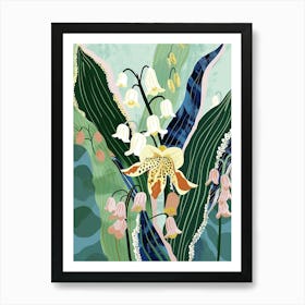 Colourful Flower Illustration Lily Of The Valley 2 Art Print