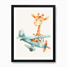 Giraffe In A Plane Kids and Nursery Art Print