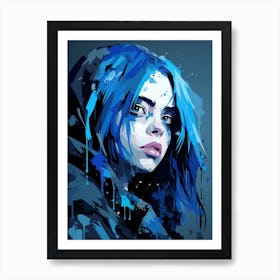 Billie Eilish Blue Portrait 1 Art Print