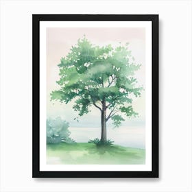 Teak Tree Atmospheric Watercolour Painting 2 Art Print
