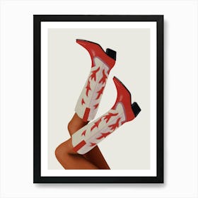 Red Nashville Boots Art Print