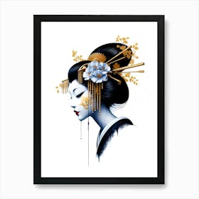 Japan Traditional Geisha Illustration By Ad 111 Art Print