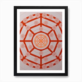 Geometric Abstract Glyph Circle Array in Tomato Red n.0208 Art Print