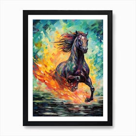 Running Horse Painting On Canvas 1 Art Print